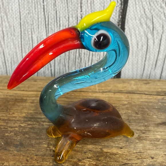 Sold! $9 Vintage Small Colorful Bird Art Glass Sculpture Figurine 3” Inches - Picture 3 of 7
